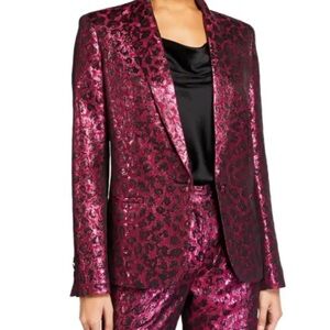 Analiese Metallic Leopard-Print Blazer